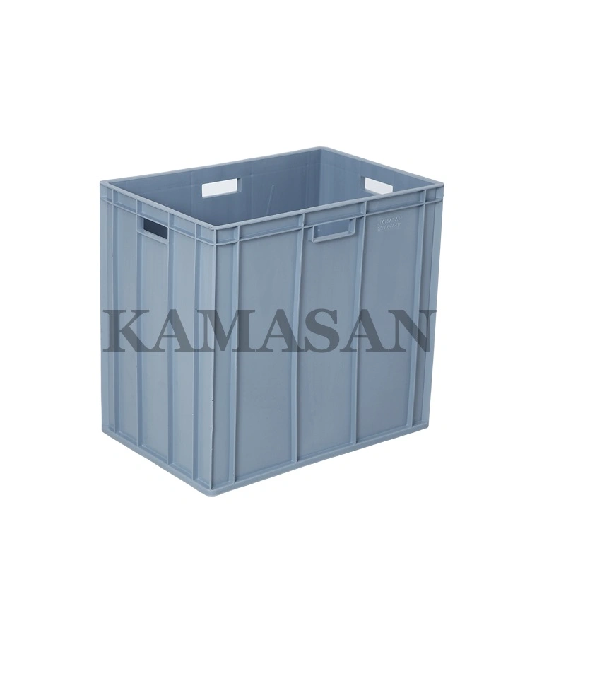 Kamasan STK6454K plastik kasa, 400x600x560h mm ölçülerinde, yüksek hacimli, kapalı taban ve yan yüzeylere sahip dayanıklı gri plastik kasa