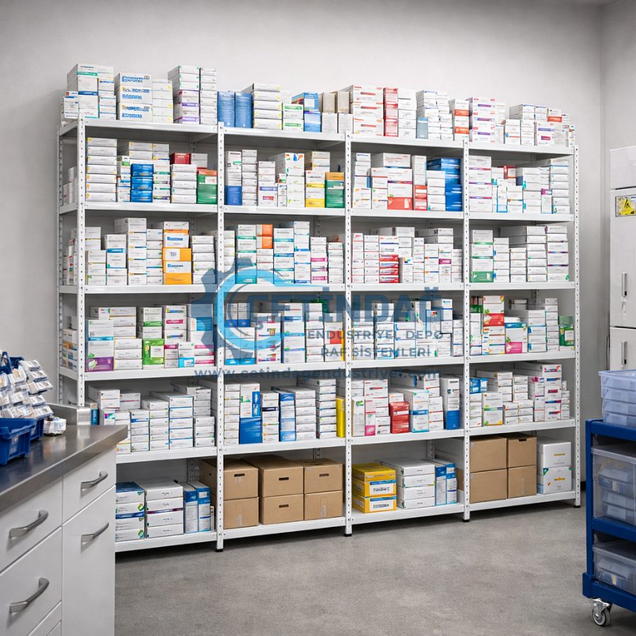 İstoç çelik raf sistemleri eczane raf düzeni ilaç raf sistemi